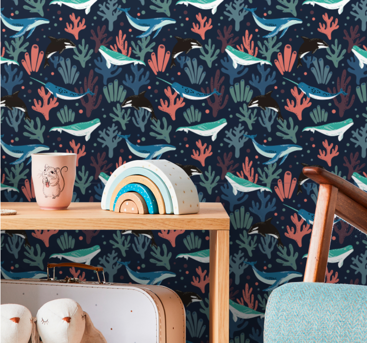 Undervandsscene tapet med fisk - TenStickers