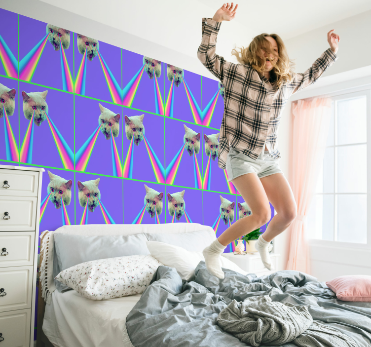 Vaporwave laser kat tapet - TenStickers