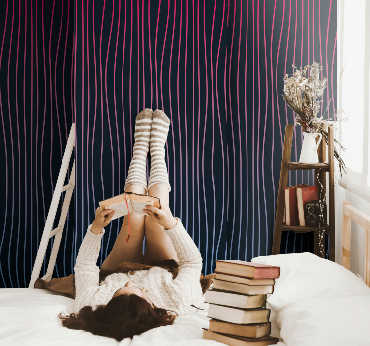 Vaporwave lodrette striber tapet - TenStickers