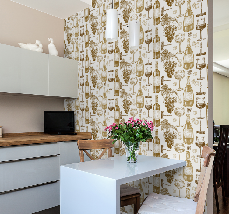 Vinflasker køkken tapet - TenStickers