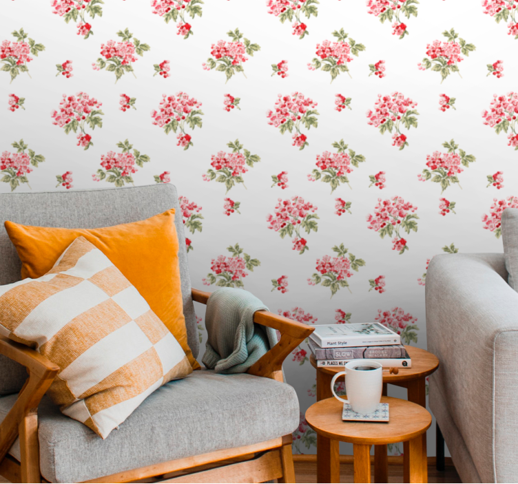 Vintage arrangementer mønster blomster tapet - TenStickers