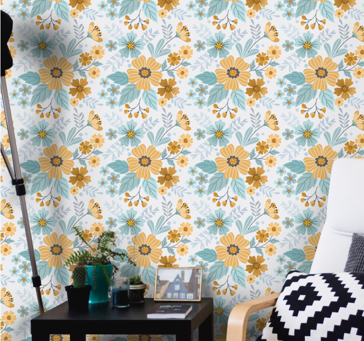 Vintage daisy blomst design tapet - TenStickers