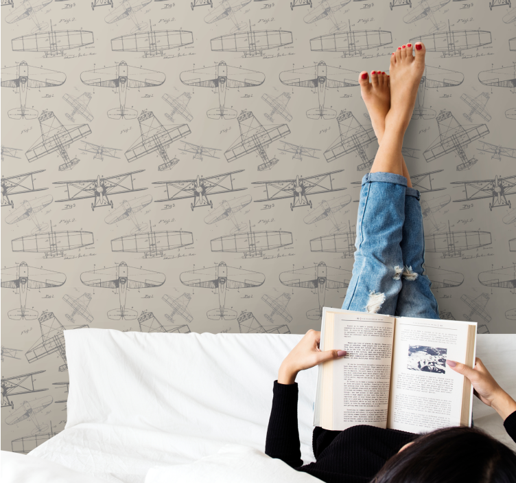 Vintage fly skitser tapet kunst - TenStickers