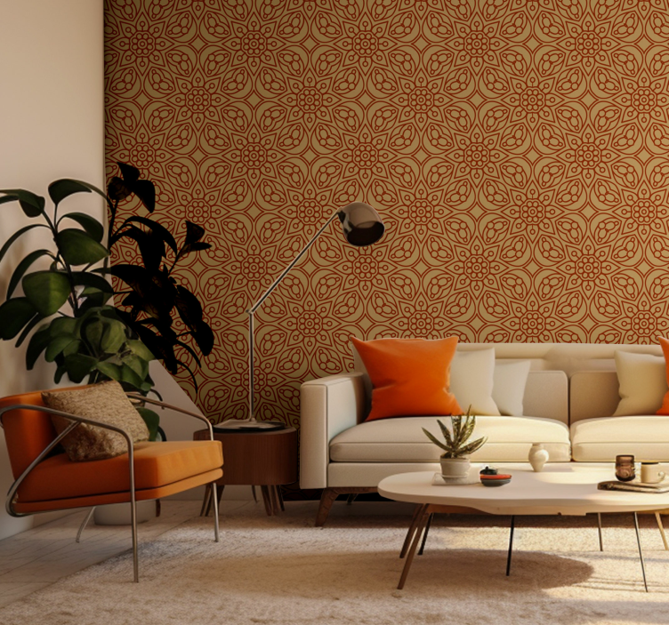 Vintage mandala elementer blomstret tapet - TenStickers