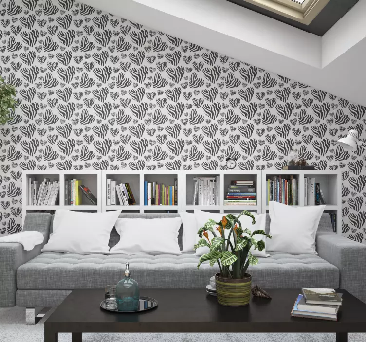 Zebra animal print hjerte print tapet - TenStickers