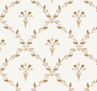 Sekskantet blomstermønster beige tapet - TenStickers