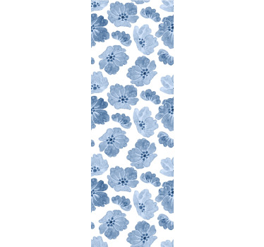 Blåt og hvidt blomstermønster blomster tapet - TenStickers