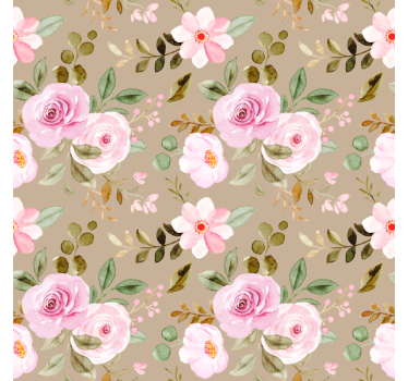 Blomster tapet vintage beige roser tekstur - TenStickers