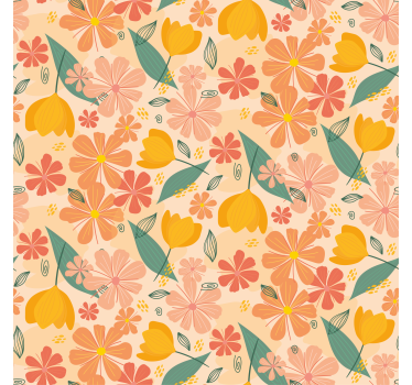 Blomster tapet farverige vintage blade og blomster - TenStickers