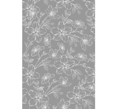 Blomster tapet med grå blomster - TenStickers