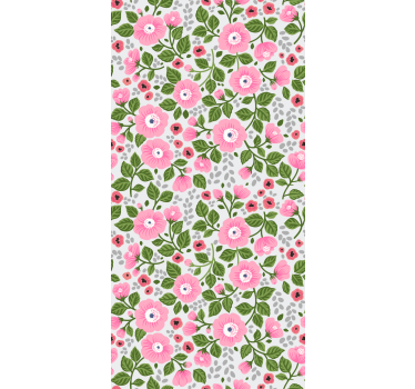 Blomster tapet smukke lyserøde blomsterhoveder - TenStickers