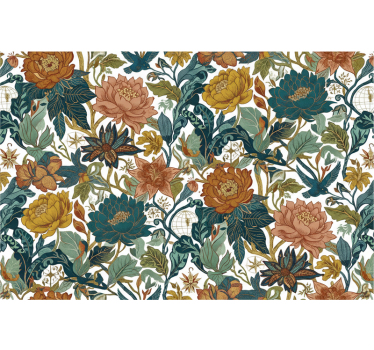 Blomster tapet med rejsestil - TenStickers