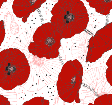 Natur tapet røde blomster og tegninger - TenStickers