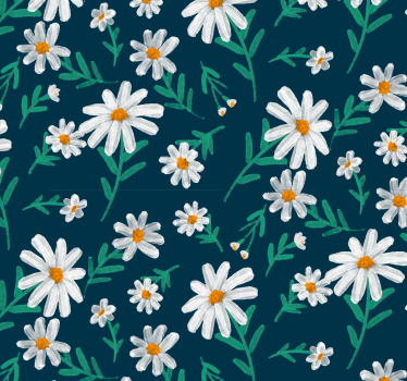Blå tapet med tusindfryd blomst - TenStickers