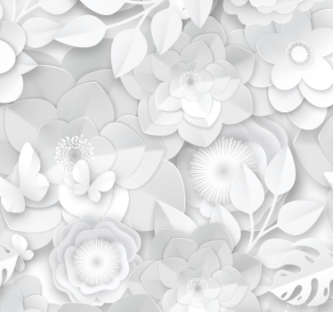 3d hvide blomster tapet - TenStickers