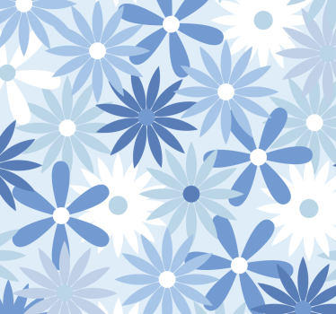 Vintage blå toner blomster vintage tapet - TenStickers