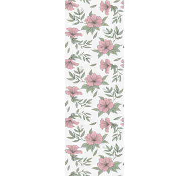 Botaniske lyserøde blomster tapet spisestue - TenStickers