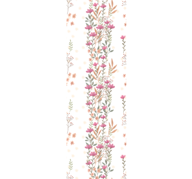 Lodrette blomsterstriber blomster tapet - TenStickers
