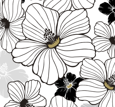 Blomster tapet i sort og hvid - TenStickers