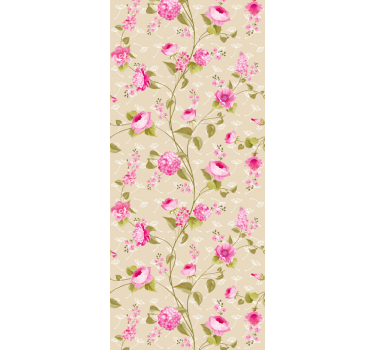 Blomster tapet med beige roser mønster - TenStickers