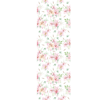Lyserødt og hvidt mønster blomster tapet - TenStickers