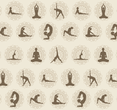 Brune yogaikoner beige tapet - TenStickers