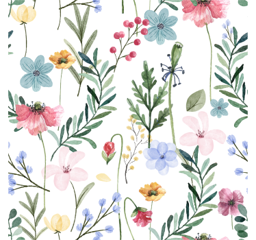 Blomster og planter tapet i stuen - TenStickers