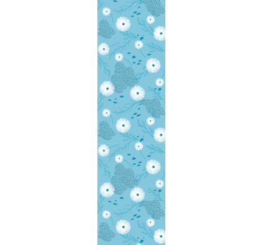 Blå og hvide blomster tapet soveværelse - TenStickers