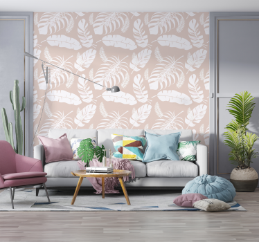 Bananblade beige tapet - TenStickers