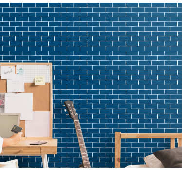 Blå mursten effekt tapet - TenStickers