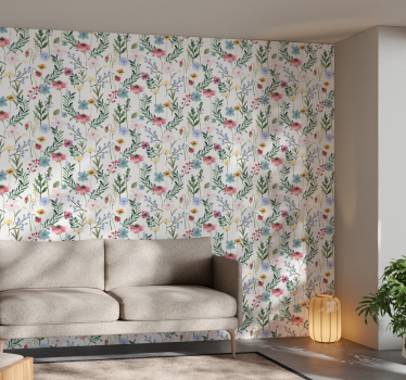 Blomster og planter tapet i stuen - TenStickers