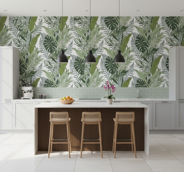 Blomster tapet eksotisk bladsymfoni - TenStickers