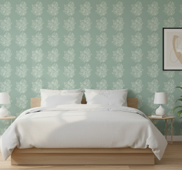 Blomster tapet grøn minimalistisk smuk blomst - TenStickers