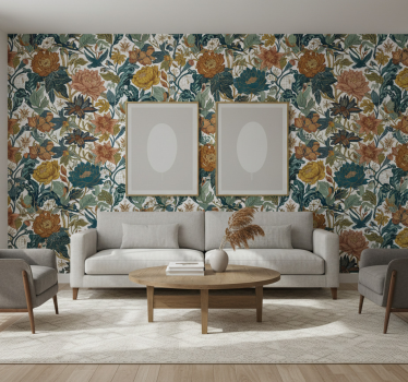 Blomster tapet med rejsestil - TenStickers