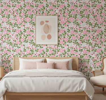 Blomster tapet smukke lyserøde blomsterhoveder - TenStickers