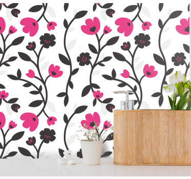 Blomstermønster blomster tapet - TenStickers