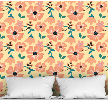 Blomstermønster blomster tapet - TenStickers