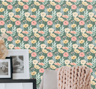 Blomsterprint blomster tapet - TenStickers