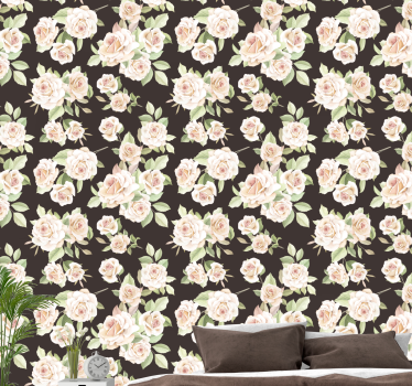 Blomstrende roser blomster tapet - TenStickers