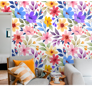 Blomstret blomst blomster tapet - TenStickers