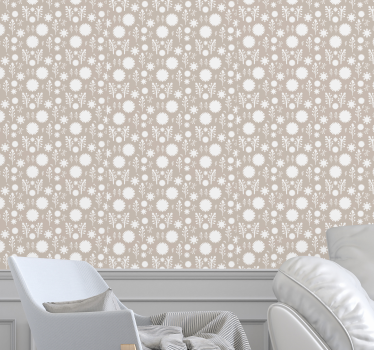 Blomstret hvid display blomster tapet - TenStickers