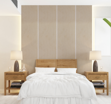 Brede striber i beige farve sengegavl tapet - TenStickers
