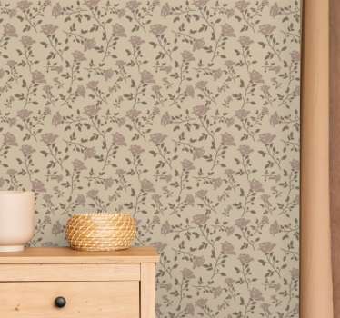 Brun vintage rose mønster vintage tapet - TenStickers