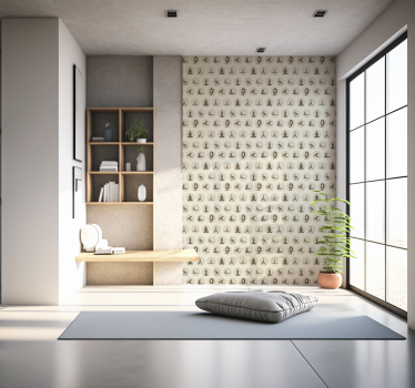 Brune yogaikoner beige tapet - TenStickers