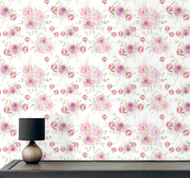 Delikat blomstermønster blomster tapet - TenStickers