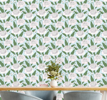 Delikat hvidt mønster blomster tapet - TenStickers
