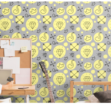 Doodle-symboler blandes tapet kunst - TenStickers