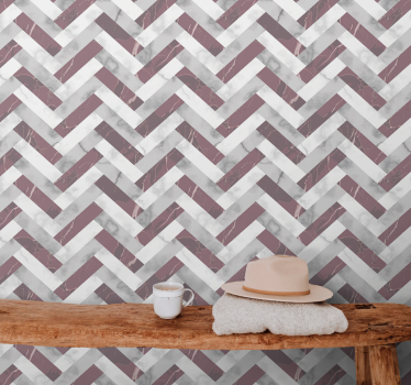 Gråt chevron mønster marmor tapet - TenStickers