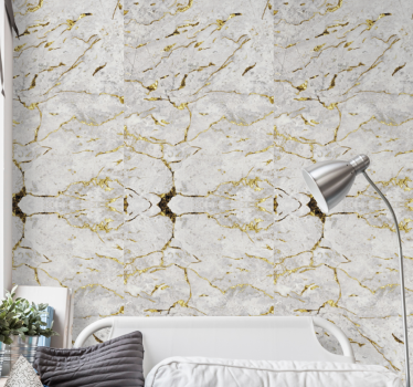 Guld marmor striber struktur tapet - TenStickers