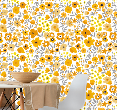 Gule og orange blomster super natur tapet - TenStickers